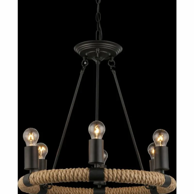 Lampes Vintages & Rétros-Luminaires Globo Lighting Suspension Globo ULLEU Noir, 6 lumières