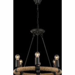 Lampes Vintages & Rétros-Luminaires Globo Lighting Suspension Globo ULLEU Noir, 6 lumières