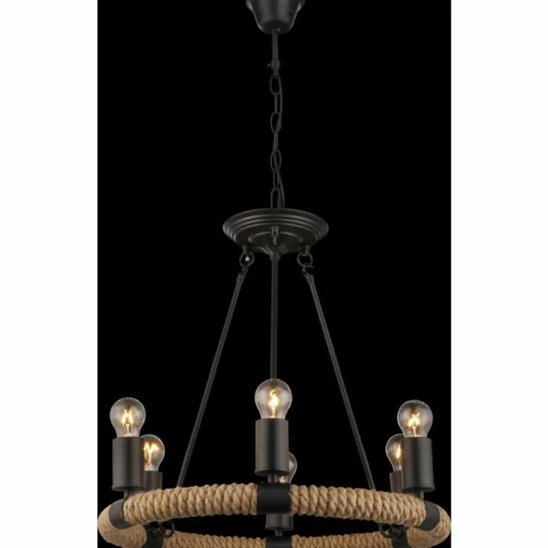 Lampes Vintages & Rétros-Luminaires Globo Lighting Suspension Globo ULLEU Noir, 6 lumières
