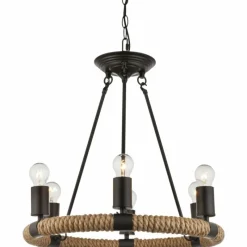 Lampes Vintages & Rétros-Luminaires Globo Lighting Suspension Globo ULLEU Noir, 6 lumières