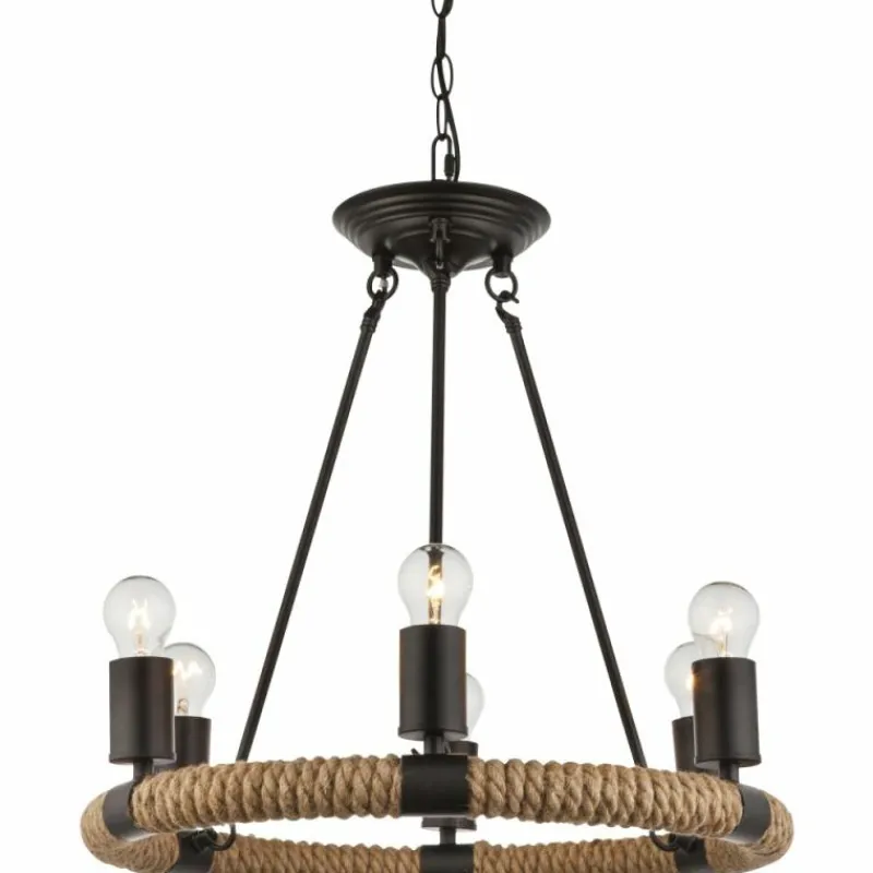 Lampes Vintages & Rétros-Luminaires Globo Lighting Suspension Globo ULLEU Noir, 6 lumières