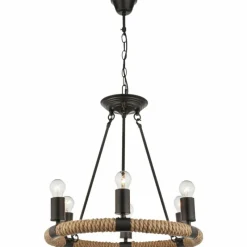 Lampes Vintages & Rétros-Luminaires Globo Lighting Suspension Globo ULLEU Noir, 6 lumières