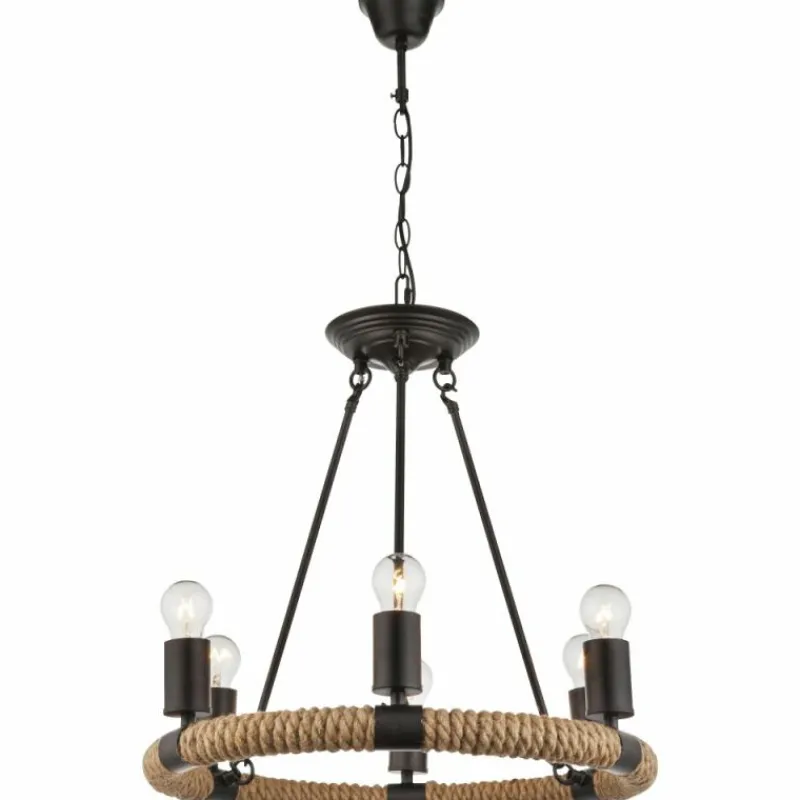 Lampes Vintages & Rétros-Luminaires Globo Lighting Suspension Globo ULLEU Noir, 6 lumières
