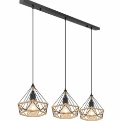 Style Boho-Chic-Luminaires Globo Lighting Suspension Globo ULLEU Noir, 3 lumières