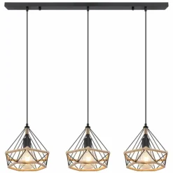 Style Boho-Chic-Luminaires Globo Lighting Suspension Globo ULLEU Noir, 3 lumières