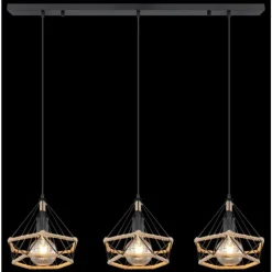 Style Boho-Chic-Luminaires Globo Lighting Suspension Globo ULLEU Noir, 3 lumières