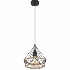 Style Boho-Chic-Luminaires Globo Lighting Suspension Globo ULLEU Noir, 1 lumière