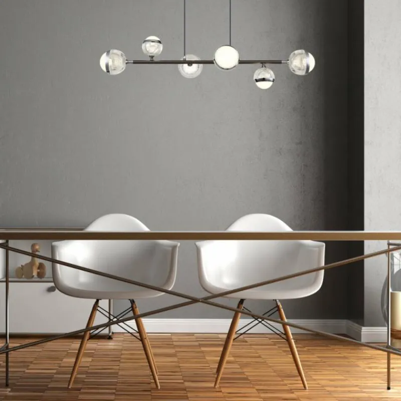 Luminaires Globo Lighting Suspension Globo UNTSY LED Titane, 6 lumières, Télécommandes* Éclairage Led