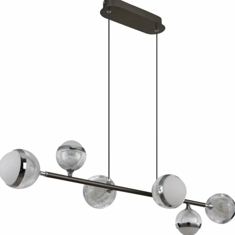 Luminaires Globo Lighting Suspension Globo UNTSY LED Titane, 6 lumières, Télécommandes* Éclairage Led