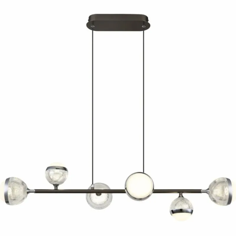 Luminaires Globo Lighting Suspension Globo UNTSY LED Titane, 6 lumières, Télécommandes* Éclairage Led