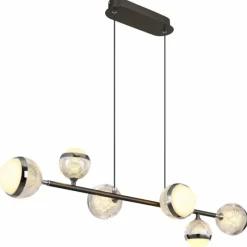 Luminaires Globo Lighting Suspension Globo UNTSY LED Titane, 6 lumières, Télécommandes* Éclairage Led