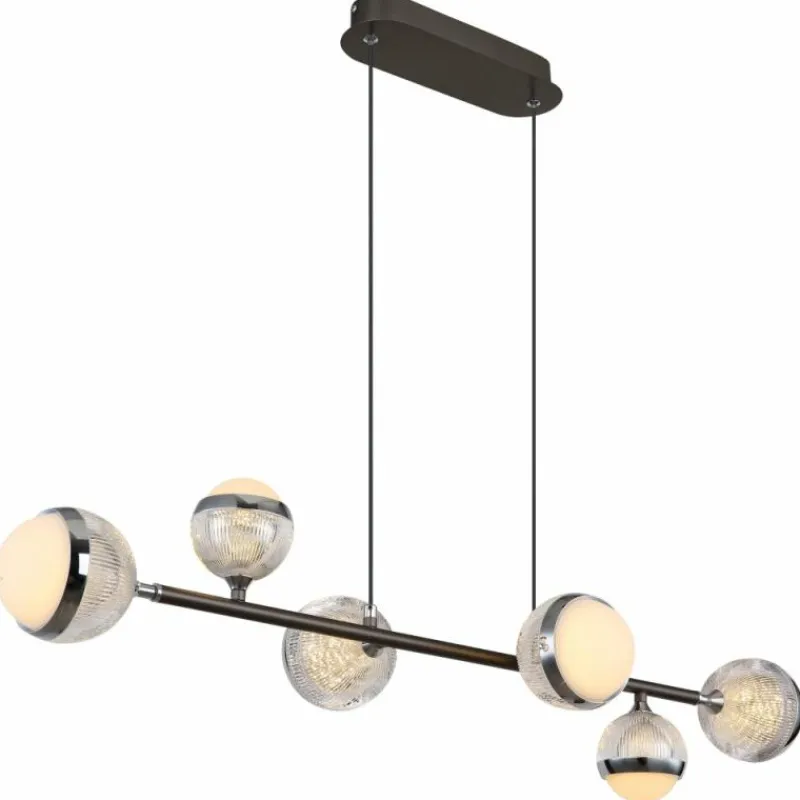 Luminaires Globo Lighting Suspension Globo UNTSY LED Titane, 6 lumières, Télécommandes* Éclairage Led