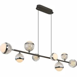Luminaires Globo Lighting Suspension Globo UNTSY LED Titane, 8 lumières, Télécommandes* Suspensions
