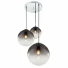 Suspension Verre Fumé-Luminaires Globo Lighting Suspension Globo VARUS Nickel mat, 3 lumières