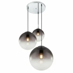 Suspension Verre Fumé-Luminaires Globo Lighting Suspension Globo VARUS Nickel mat, 3 lumières