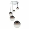 Suspension Verre Fumé-Luminaires Globo Lighting Suspension Globo VARUS Nickel mat, 5 lumières