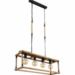 Style Boho-Chic-Luminaires Globo Lighting Suspension Globo VERNON Brun, Écru, Noir, 4 lumières