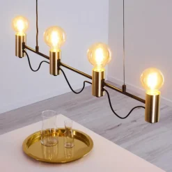 Luminaires Rustiques-hofstein Suspension Gnarp Noir doré, 4 lumières