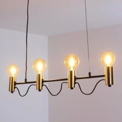 Luminaires Rustiques-hofstein Suspension Gnarp Noir doré, 4 lumières