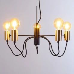 Luminaires Rustiques-hofstein Suspension Gnarp Noir doré, 5 lumières