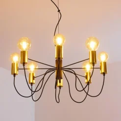 Luminaires Rustiques-hofstein Suspension Gnarp Noir doré, 8 lumières