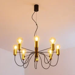 Luminaires Rustiques-hofstein Suspension Gnarp Noir doré, 8 lumières