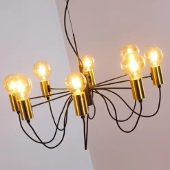 Luminaires Rustiques-hofstein Suspension Gnarp Noir doré, 8 lumières