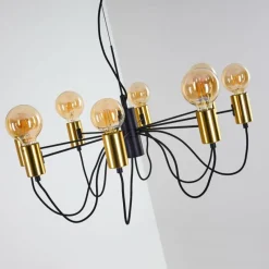 Luminaires Rustiques-hofstein Suspension Gnarp Noir doré, 8 lumières