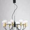 Luminaires Rustiques-Luce Design Suspension Gnarp Noir doré, 8 lumières