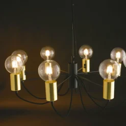 Luminaires Rustiques-Luce Design Suspension Gnarp Noir doré, 8 lumières