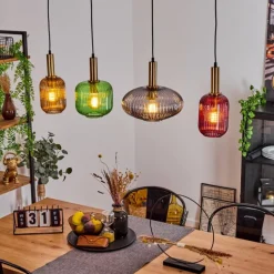 Luminaires Orientaux-hofstein Suspension Goldenville Laiton, Noir, 4 lumières