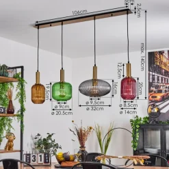 Luminaires Orientaux-hofstein Suspension Goldenville Laiton, Noir, 4 lumières