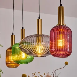 Luminaires Orientaux-hofstein Suspension Goldenville Laiton, Noir, 4 lumières