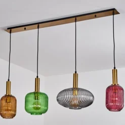 Luminaires Orientaux-hofstein Suspension Goldenville Laiton, Noir, 4 lumières