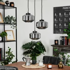 Suspension Verre Fumé-hofstein Suspension Gondim Noir, 3 lumières