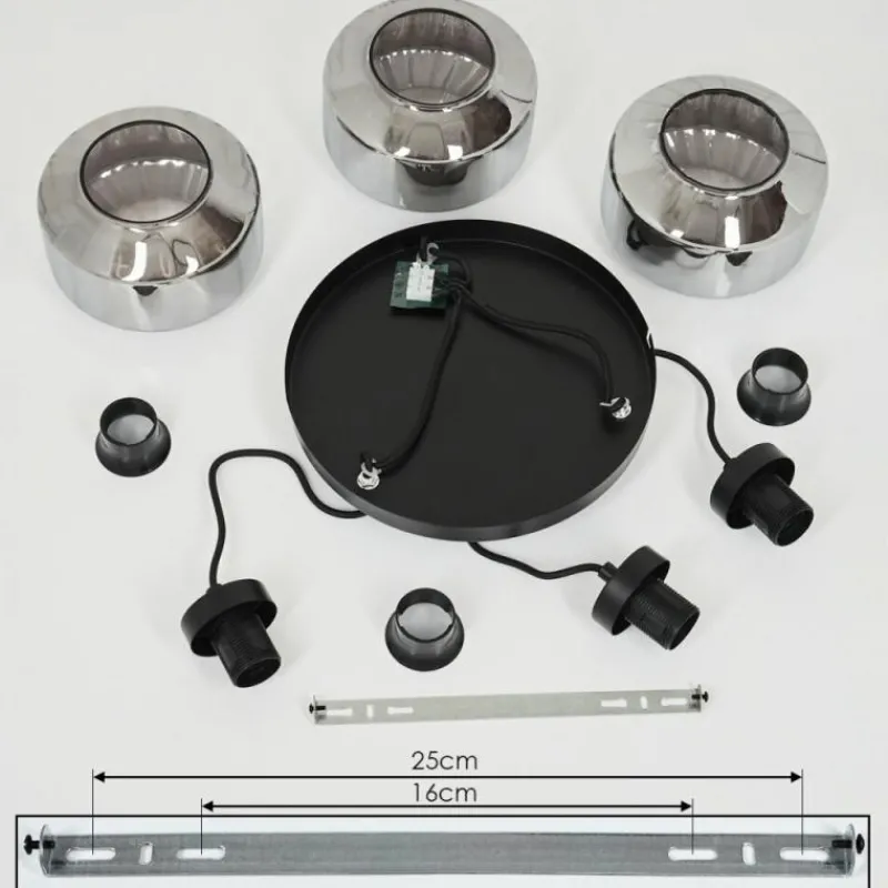 Suspension Verre Fumé-hofstein Suspension Gondim Noir, 3 lumières