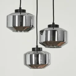 Suspension Verre Fumé-hofstein Suspension Gondim Noir, 3 lumières