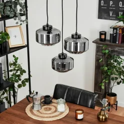 Suspension Verre Fumé-hofstein Suspension Gondim Noir, 3 lumières