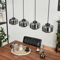 Suspension Verre Fumé-hofstein Suspension Gondim Noir, 4 lumières