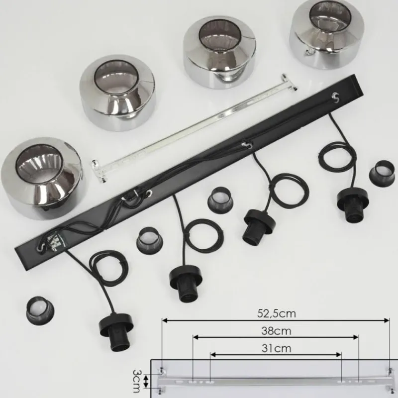 Suspension Verre Fumé-hofstein Suspension Gondim Noir, 4 lumières