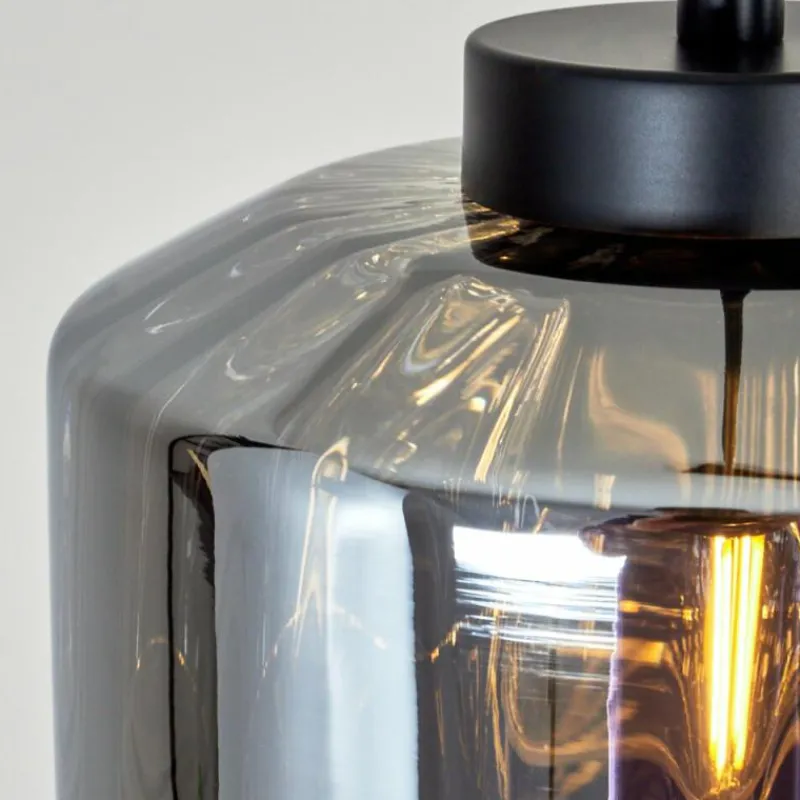 Suspension Verre Fumé-hofstein Suspension Gondim Noir, 4 lumières