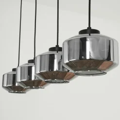 Suspension Verre Fumé-hofstein Suspension Gondim Noir, 4 lumières