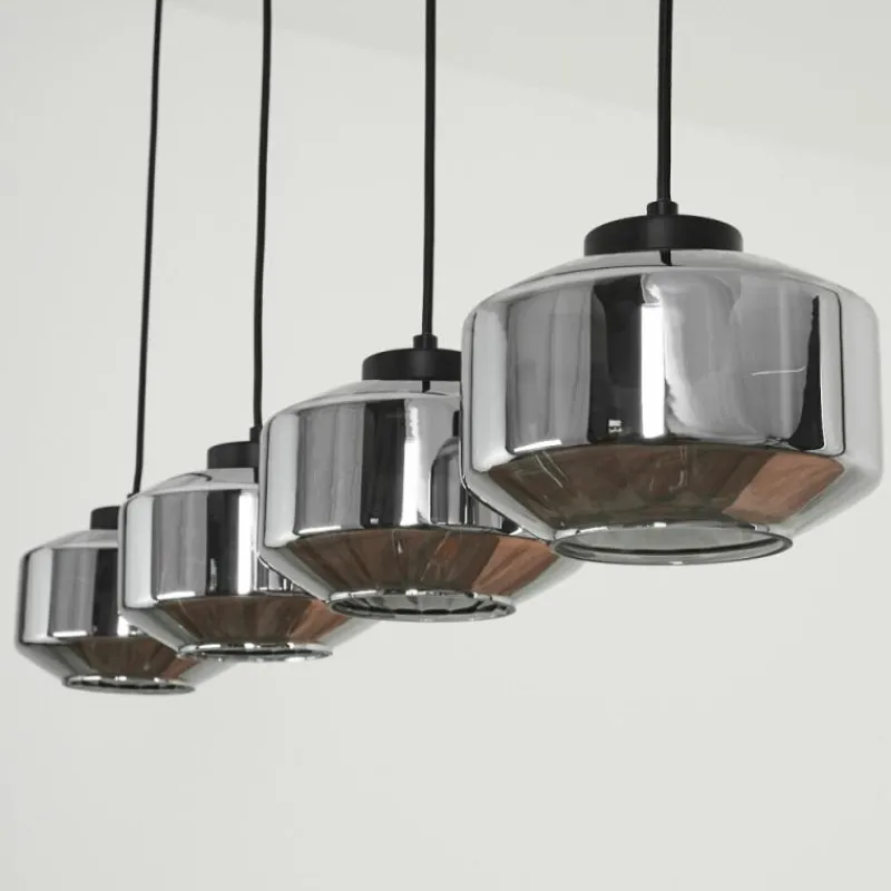 Suspension Verre Fumé-hofstein Suspension Gondim Noir, 4 lumières