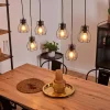 Lampes Vintages & Rétros-hofstein Suspension Gondo Bois clair, Noir, 6 lumières