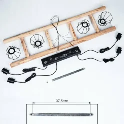 Style Boho-Chic-hofstein Suspension Gondo Bois clair, Noir, 4 lumières