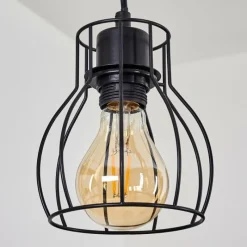 Lampes Vintages & Rétros-hofstein Suspension Gondo Bois foncé, Noir, 4 lumières