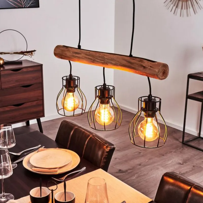 hofstein Suspension Gondo Brun, Noir, 3 lumières