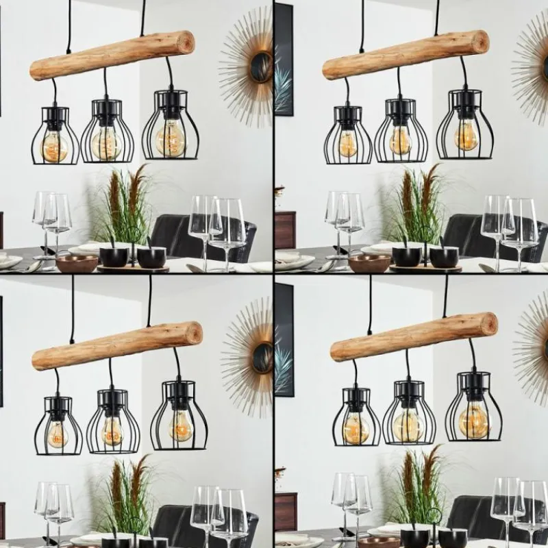 hofstein Suspension Gondo Brun, Noir, 3 lumières