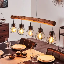 Lampes Industrielles-hofstein Suspension Gondo Brun, Noir, 5 lumières