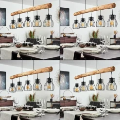 Lampes Industrielles-hofstein Suspension Gondo Brun, Noir, 5 lumières